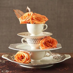 fall-autumn-colors-orange-table-centerpiece-tea-party-rose-vintage-teacups-plate-diy-craft-inspiration-idea
